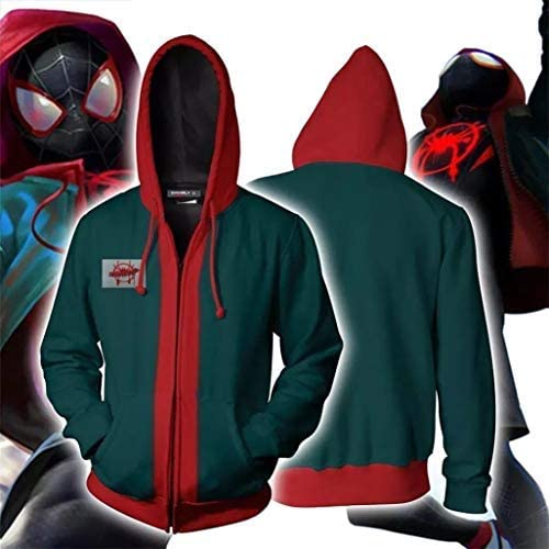 スパイダーマン スパイダーバース マイルスモラレス フード付きコート 長袖ジャケット コスプレ衣