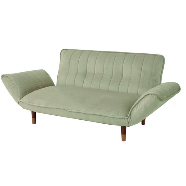 大人かわいいカウチソファ 2人掛け（ベロア） グリーン