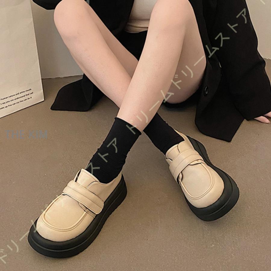高品質新入 厚底 ローファー スリッポン ヒール 高さ5.5cm 学生靴 通勤 スクール 通学 靴 フラット レディース 学生ローファー ローヒール おでこ靴 歩きやすい 柔らかい