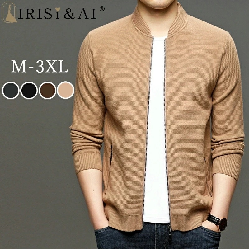 【大好評！最安値挑戦!】カーディガン メンズ ニットジャケット 立ち襟 ニットパーカー ファスナー トップス コーディガン オフィス 定番 事務服 丸首 前開け セーター 無地 春