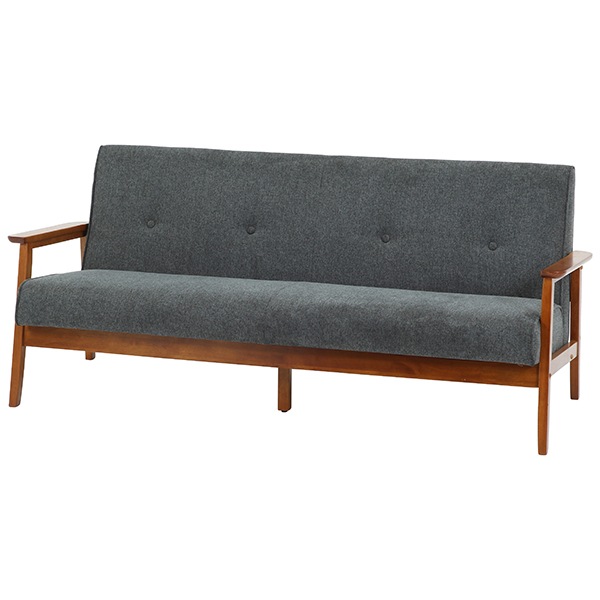 不二貿易 71736 厚手ファブリックソファ ミート 3P GY メーカー直送