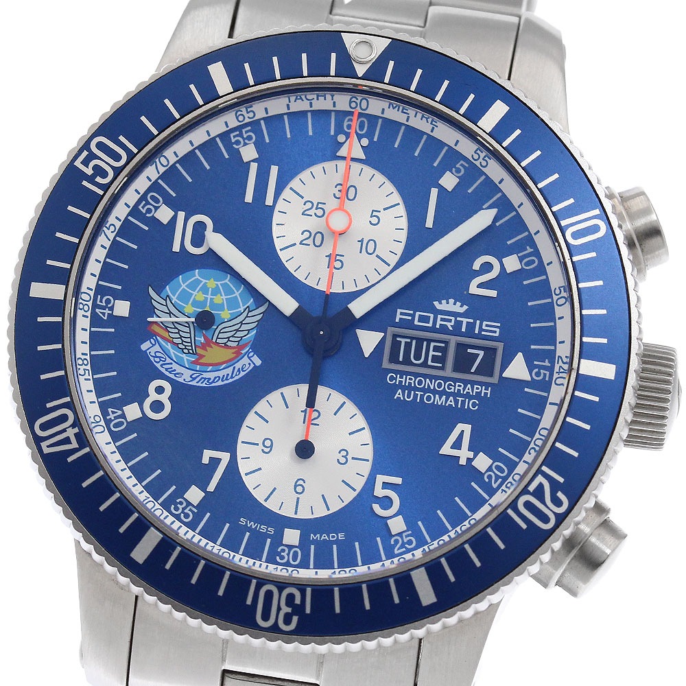 フォルティス FORTIS 638.10.141.4 コスモノート 638 ブルーインパルス 50本限定 クロノグラフ 自動巻き メンズ 極美品 _960007【中古】