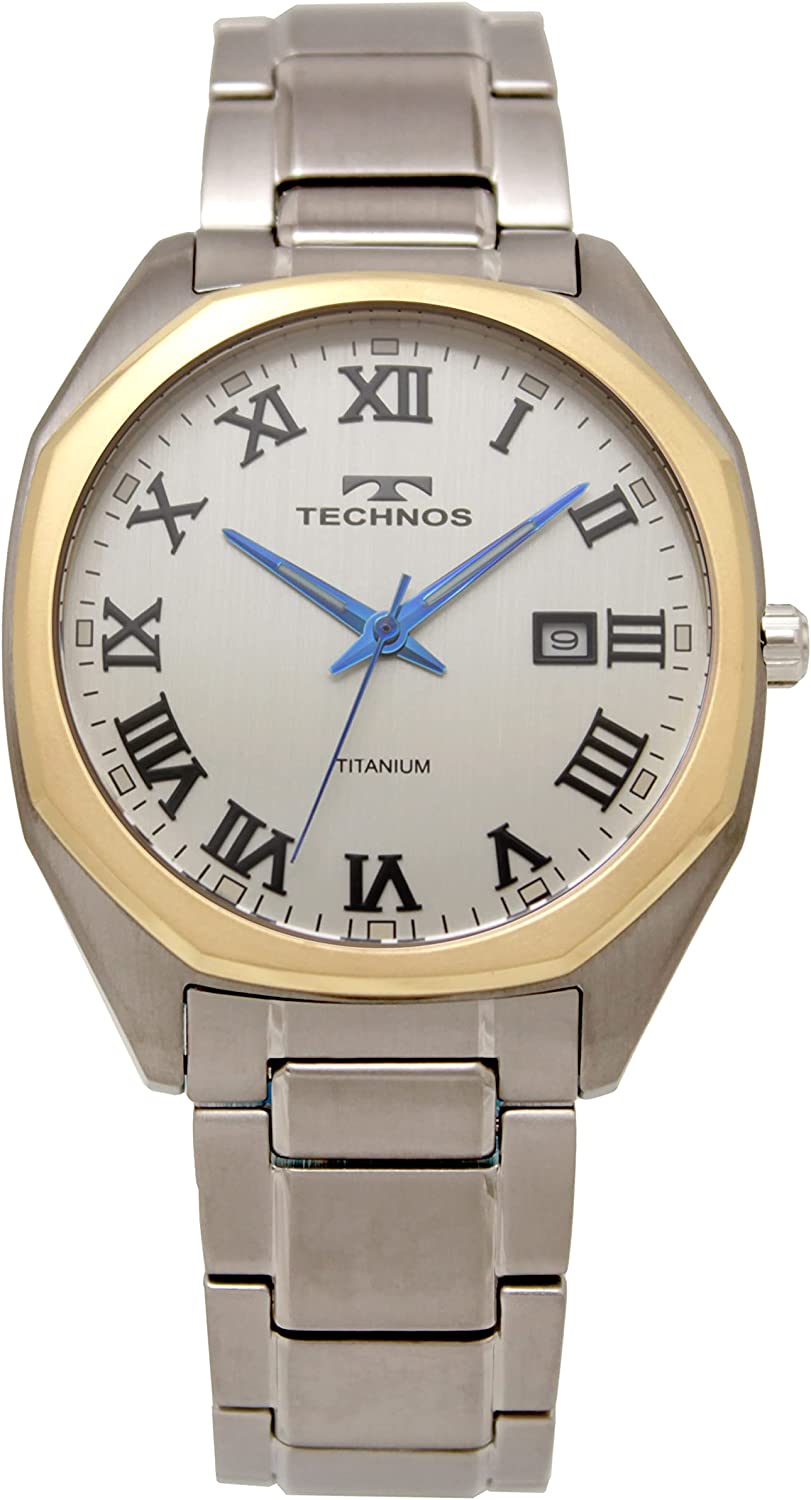 TECHNOS時計 腕時計 T9B68GS デイト チタン メンズ シルバー ホワイト