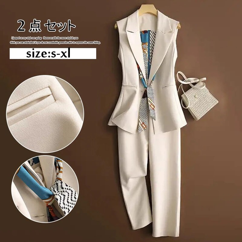夏2点セットフォーマル卒業式 リクルートスーツ/トップス+ズボン/レディースOL通勤スーツ9N898