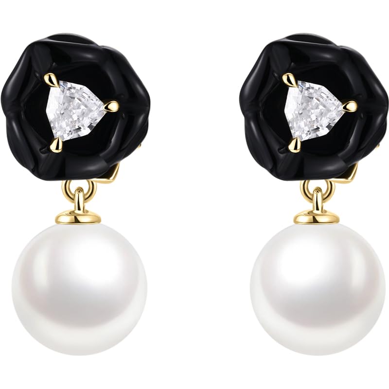 [FANCIME] リング ネックレス レディース「ブラックローズ」ブレスレット ピアス バラ モチーフ 花 フラワー ジルコニア ブラックスピネル オニキス 18金メッキ フリーサイズ 高級 シルバ