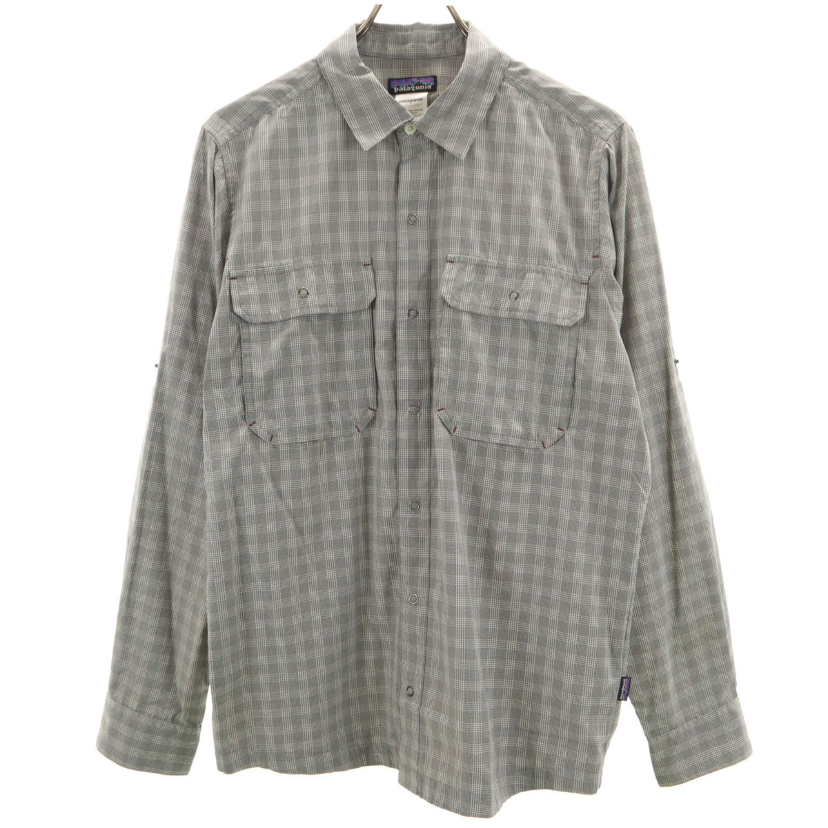 チェック柄 長袖 シャツ S グレー 54066SP11 アウトドア ロールアップ袖 メンズ 古着 4,228円