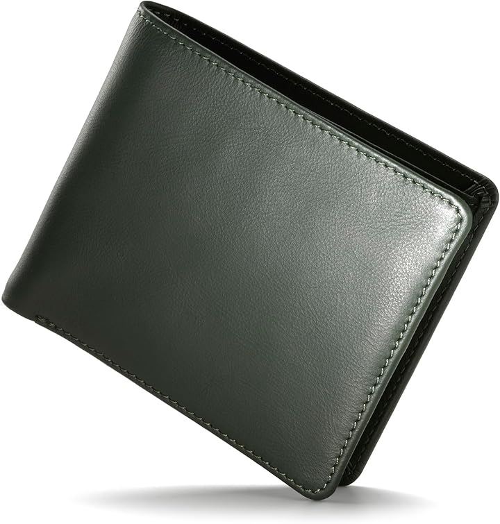 二つ折り メンズ 財布 本革匠の技日本製 大容量 カード 2つ折り財布 たつのレザー 国内生産 スムースレザー ギフトボックス付き(グリーン)