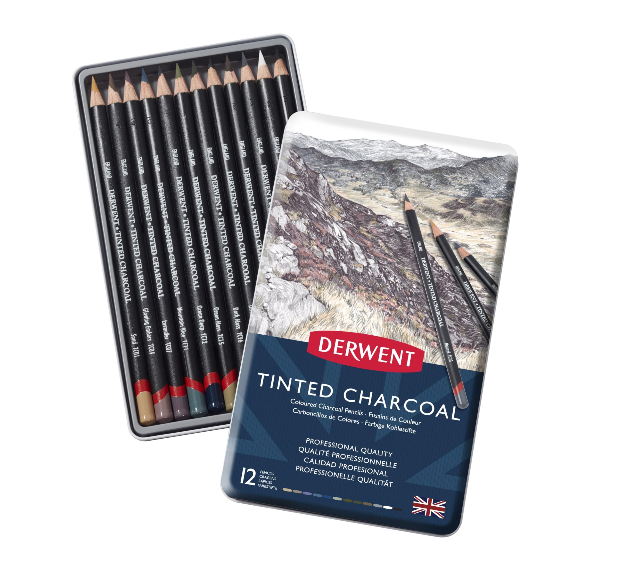 Derwent ダーウェント ティンテッドチャコール 12色セット 2301690
