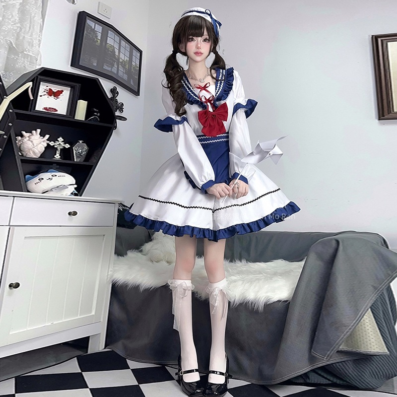 正規品小さな船乗り * アニメコスチューム演出海軍cos服ワンピースロリータメイド服コスプレ
