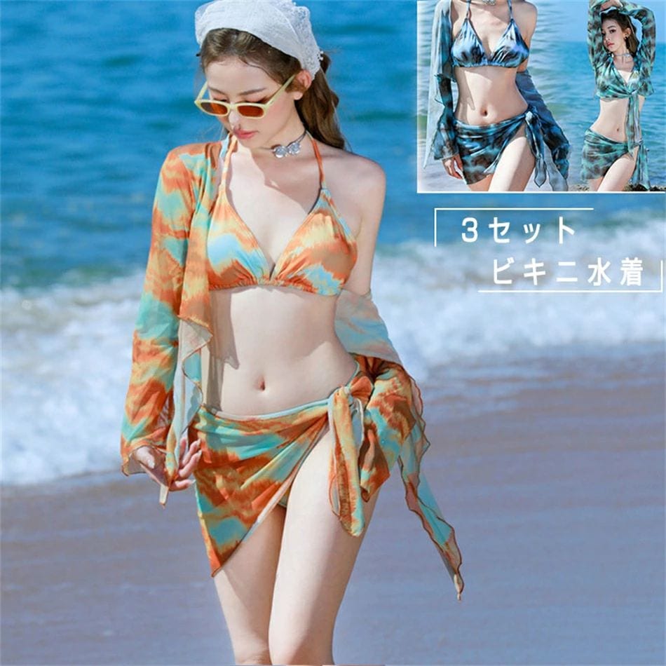 [6月大セール]レディース 水着 ビキニ スイムウェア 3点セット セパレーツ 海水浴 水泳 温泉 女性用水着かわいい花柄ビキニ水着綺麗海 婦人 プレゼント お誕生日 おしゃれ お祝い4055kg