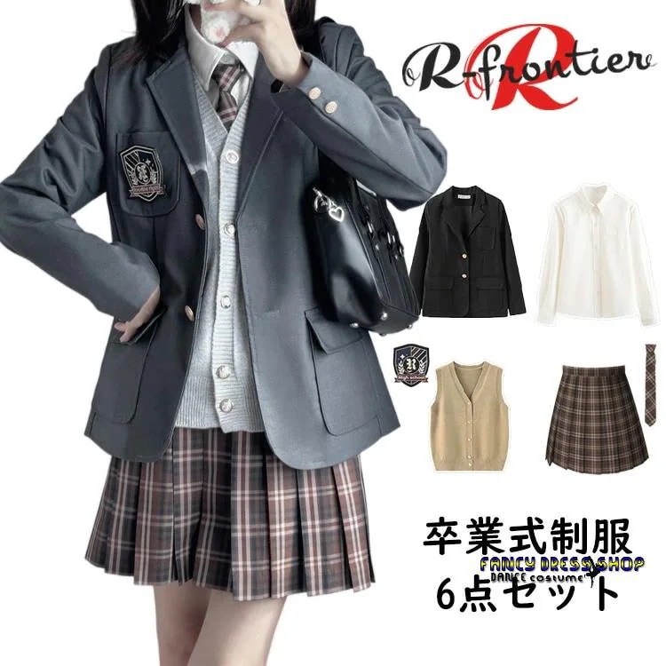 【急速出荷!】【制服標準装備】卒業式 スーツ 女の子 卒服 韓国 制服 小学生 160 入学式 なんちゃって制服 6点セット ブレザー スーツ フォーマルスーツ 小学校女子 中学生 高校生 ピアノ発表