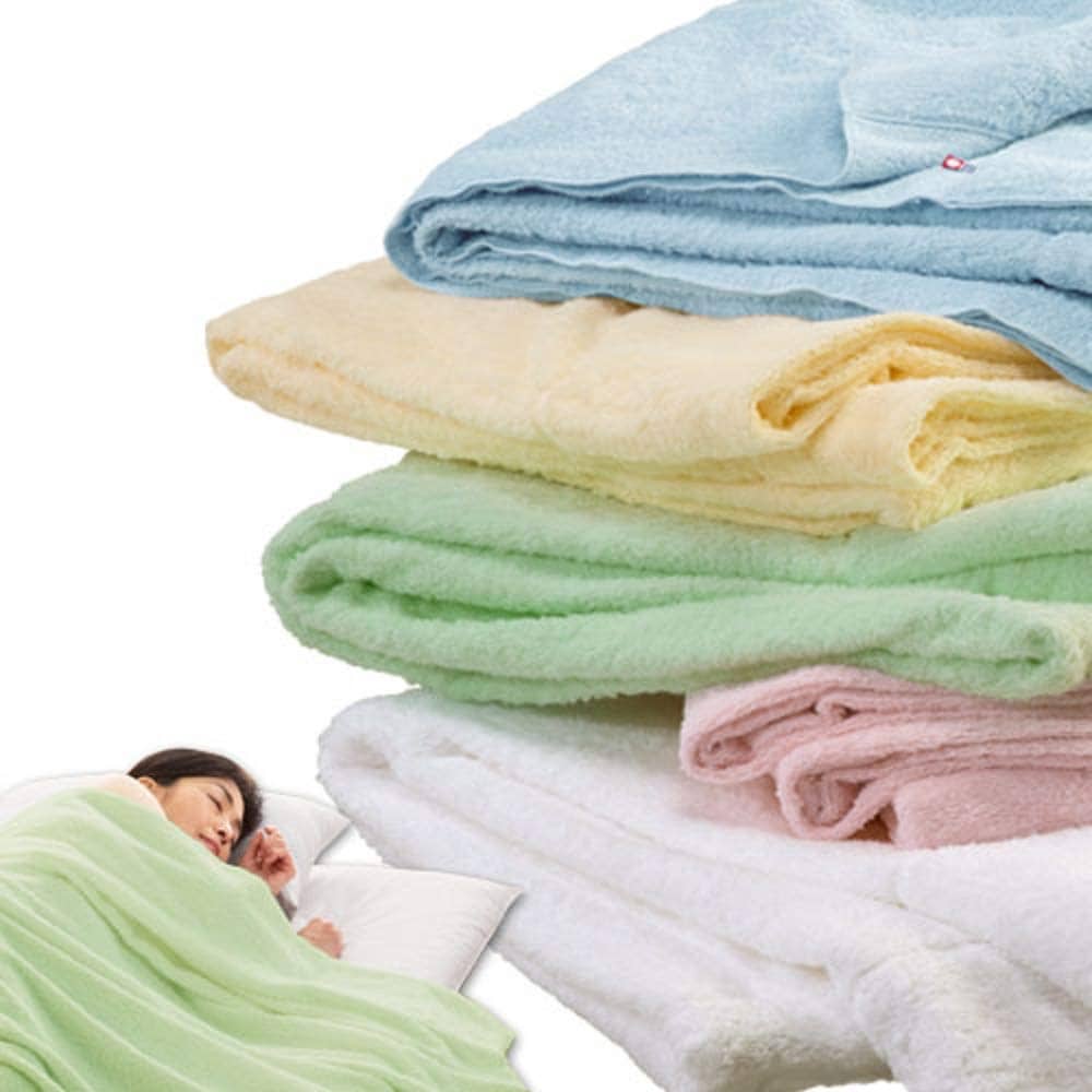 タオルケット シングル 140×190cm 日本製 無地 パイルが抜けにくい 洗える 綿タオル地 (グリーン)