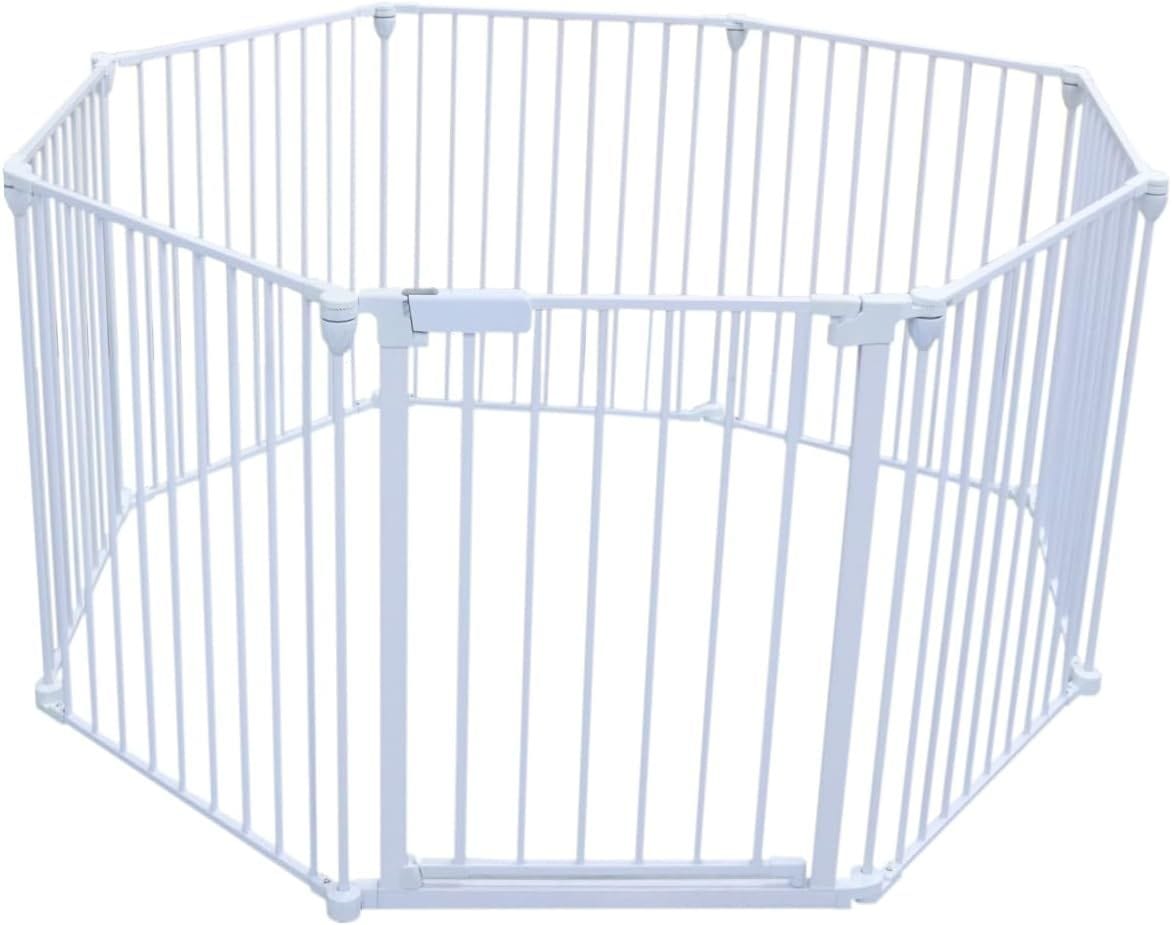 犬 サークル 室内 中大型犬 サークル 折りたたみ 床固定補強ステッカー付き 小型犬 猫 うさぎ 小動物用ゲージ 形組み換え可能 ジョイント式 ダブルロック 折りたたみサークル 爽やかなホワイト 日本