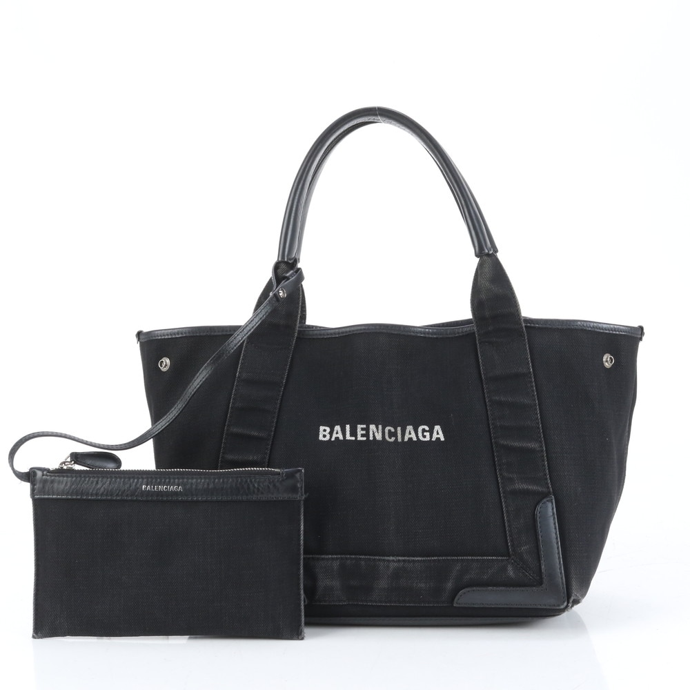 極美品 ネイビー カバス 339933 レザー×キャンバス トート バッグ 肩掛け ショルダー ハンド レディース RRE CQ28-8 中古