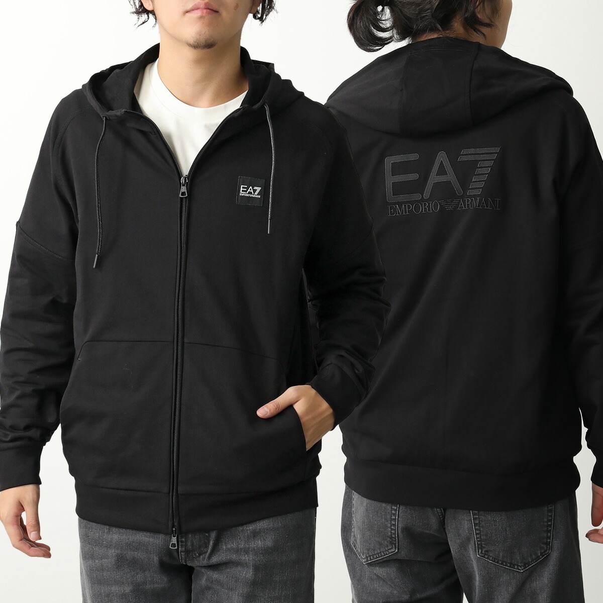 EA7 EMPORIO ARMANI エアセッテ エンポリオアルマーニ パーカー 7M000904 AF13512 メンズ スウェット ジップアップ ロゴ UC001/BLACK