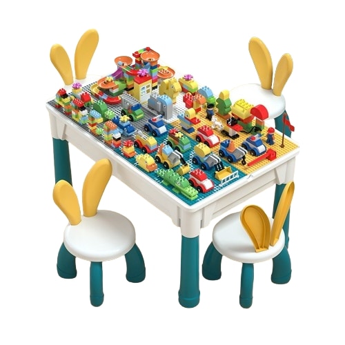 ブロックテーブル 知育玩具 キッズデスク キッズテーブル 100cmタイプ レゴ 子供 キッズ 保育園 幼稚園 デスク 机 組み立て ブロック付き