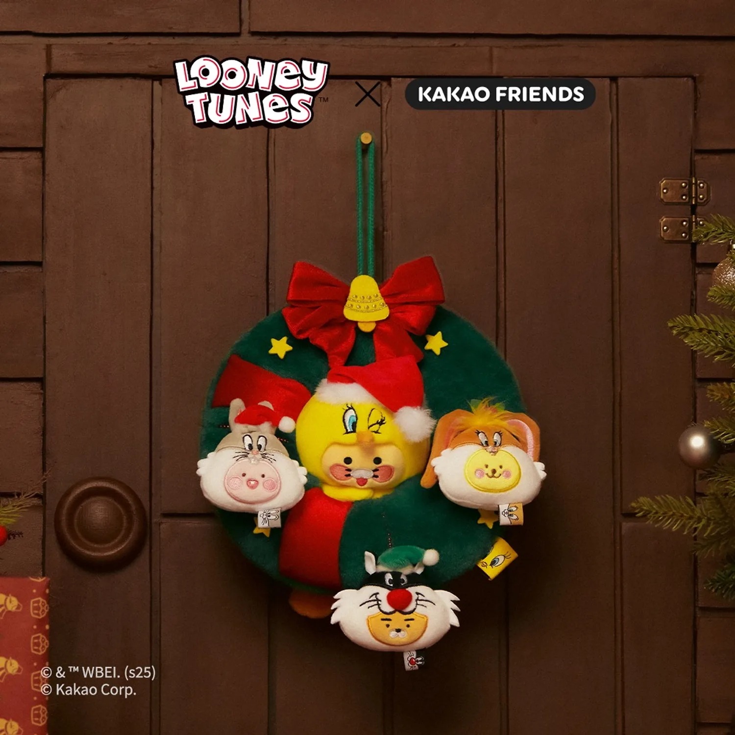 ルーニーテューンズ× カカオフレンズ クリスマスリース ぬいぐるみ_フレンズ