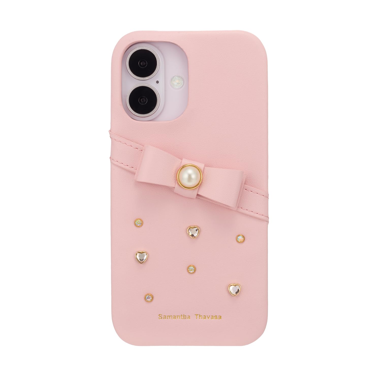 [Samantha Thavasa] iPhone 16 ケース 背面型 Wrap Case with Bijou for 正規品 サマンサタバサ (Salmon Pink)