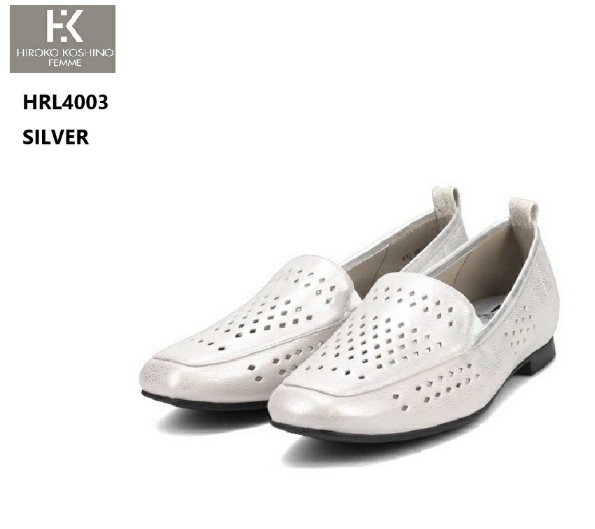 (HIROKO KOSHINO FEMME)HRL4003 ヒロココシノ インヒールモカシンカジュアルパンプス ペタンコヒールはかわいいけれどちょっと歩きにくいそんなマイナス面を排除した履きやすさを実