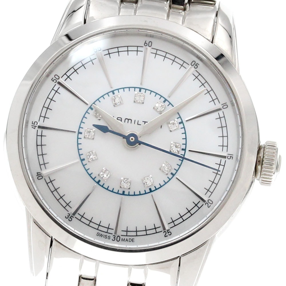 ハミルトン HAMILTON H403110 レイルロード 12Pダイヤ クォーツ レディース 美品 保証書付き_850170【中古】