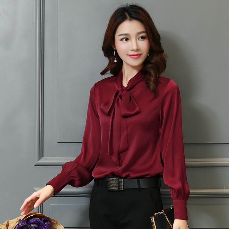 トップス ブラウス ミディアム丈 袖あり 長袖 ラウンドネック 襟なし リボン かわいい 大人可愛い きれいめ シンプル 大人 上品 おしゃれ お洒落 アジアン エスニック エキゾチック 大人女子 エ