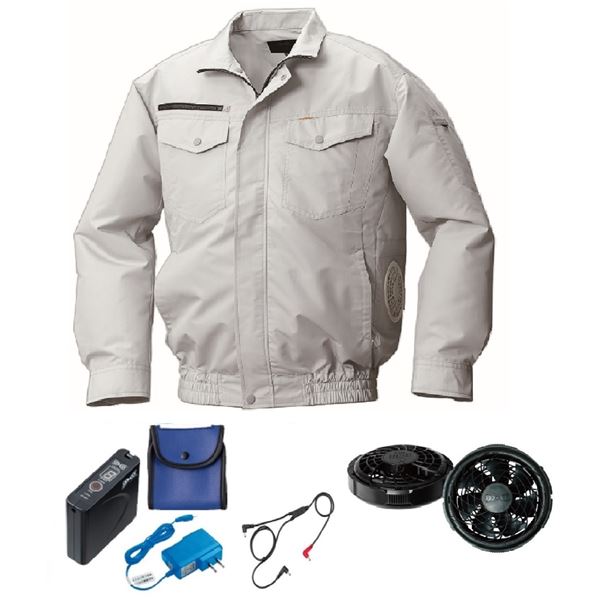 KU92030 空調服 R 綿・ポリ混紡 横ファン FAN2300B・RD9261・LISUPER1セット シルバー L 16,213円