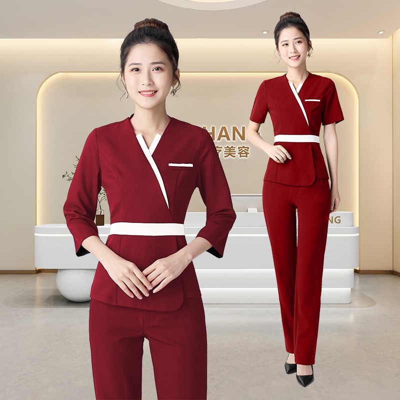 足湯技師 作業服 女性保健センター エステサロン スパバス 足湯作業服 マッサージ 足つぼマッサージ技師服