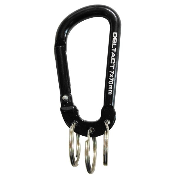 (業務用50個セット) DTアルミカラビナ キーリング付き7mm (ブラック×ブラックM) DT-AKT-374