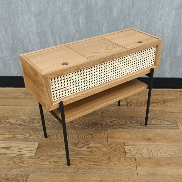 【送料無料！】 木製ラック プランターシェルフ ラタン ベージュ オークとラタンのプランターシェルフ