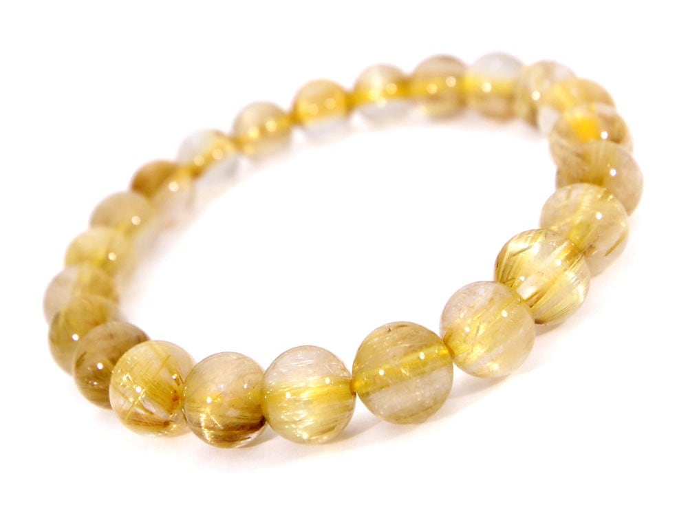 「1点もの 現品」 ラビットヘアー ゴールドルチルクォーツ ルチルクォーツ ブレスレット 7.9mm パワーストーン ブレスレット メンズ レディース 天然石 数珠 アクセサリー メンズブレスレット