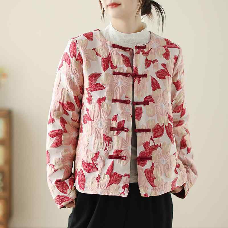 秋服 レディース ファッション オシャレ カワイイ シンプル 大人カワイイ 大きいサイズ ジャカード キルティング 綿 ジャケット コート 冬 暖かい