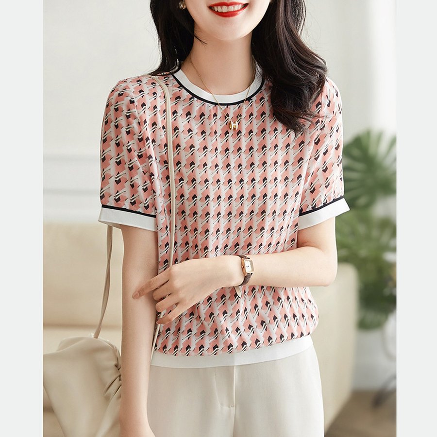 ブラウス レディース 40代 春夏新作 オシャレブラウス 半袖トップス プリントブ レションtシャツ ブランド買うならブランドオフ