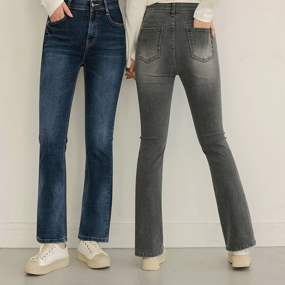 クリック＆ファニー 着錯視効果フィット ブーツカットデニムパンツ[S,M,L,XLサイズ] 7,342円