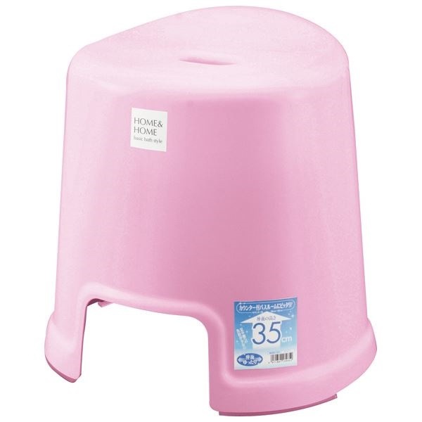 12セット シンプル バスチェア/風呂椅子 350 パステルピンク すべり止め付き 材質：PP HOME＆HOME