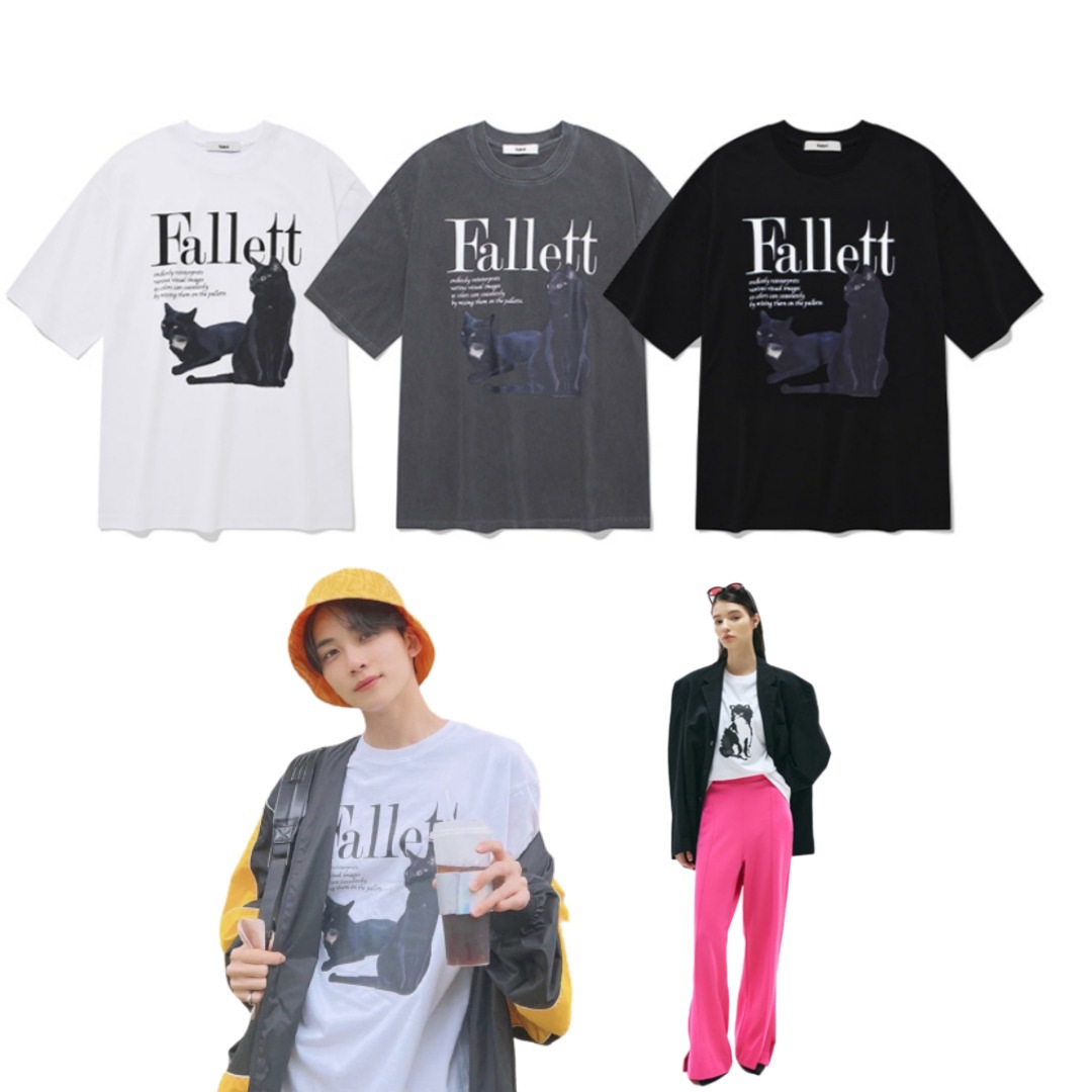 【fallett】【SEVENTEENジョンハン着用】ファレット猫半袖Tシャツ　NERO　T-shirt