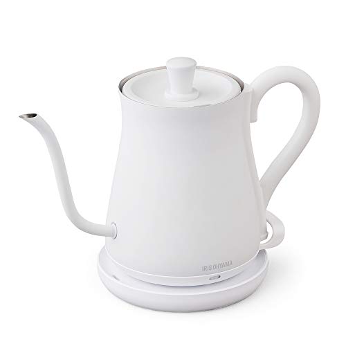 【節電対策】 アイリスオーヤマ 電気ケトル ドリップケトル 600ml アンティーク調 ホワイト IKE-C600-W