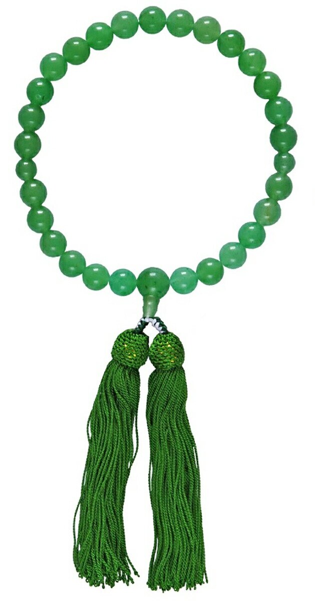 [国際鑑定士による検品済み]数珠 念珠 アベンチュリン (緑水晶）（インドヒスイ） 9.5mm-11.0mm パワーストーン 天然宝石