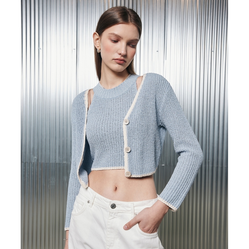 LARTIGENT L2ラインカーディガンセット(スカイブルー)