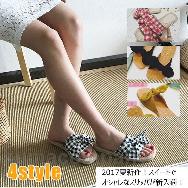 ミュール　サンダル　スリッパ　ペタンコ　レデイース　チェック柄　歩きやすい　靴　軽量　夏　リラックス　カジュアル　ファッション　蝶結び　2023夏新作