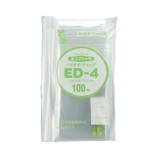 （まとめ）セイニチ ユニパック バイオ チャック付 ヨコ85タテ120厚み0.04mm ED-4 1パック（100枚） 5セット