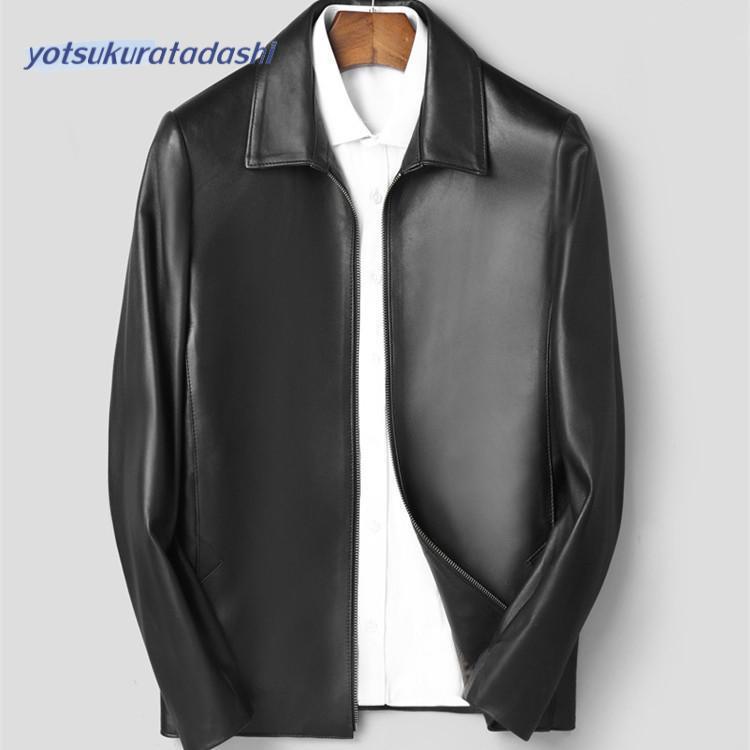 【急速出荷】メンズ革ジャン 本革　秋冬　レザージャケット ライダースジャケット ビジネス ラム革 おしゃれ バイクウェア シングル 男性用　上品　防寒防