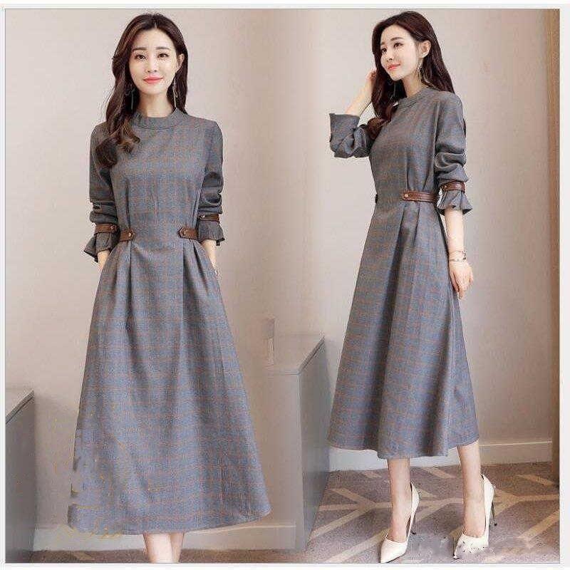 コスパ最高パーティードレス 結婚式 マキシ丈ワンピース 大きいサイズ お呼ばれ 二次会 披露宴 フォーマル 50代 40代 30代 袖あり OL 服装 ミセス レディース チェック柄新品