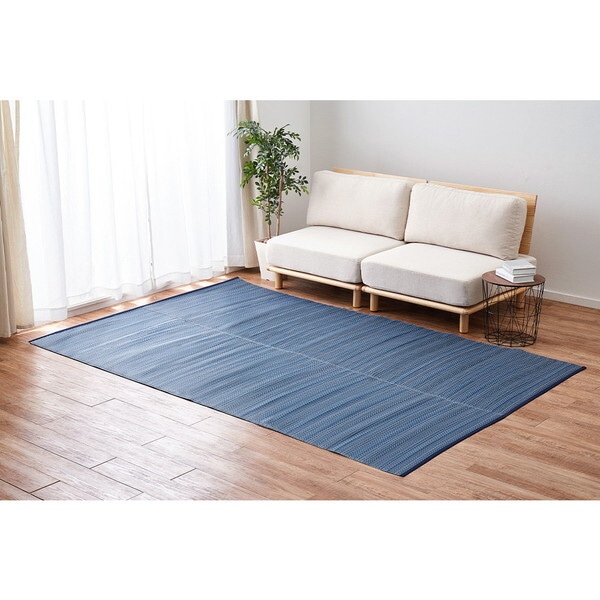 18912445 洗えるい草風カーペット ライアン 江戸間4.5畳 261261 ブルー