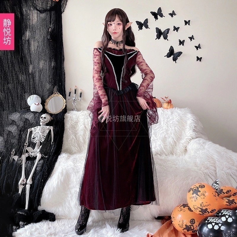 ハロウィーン成人コスプレ衣装鬼花嫁バンパイア服女魔女装魔法呪術師ローブ