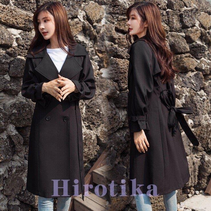 チェスターコート レディース コート 春 秋服 黒コート ロング ジャケット ベルト 膝下 薄手 オ 5,314円