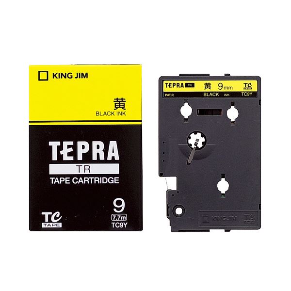 (まとめ) キングジム テプラ TR テープカートリッジ パステル 9mm 黄/黒文字 TC9Y 1個 (×10セット)