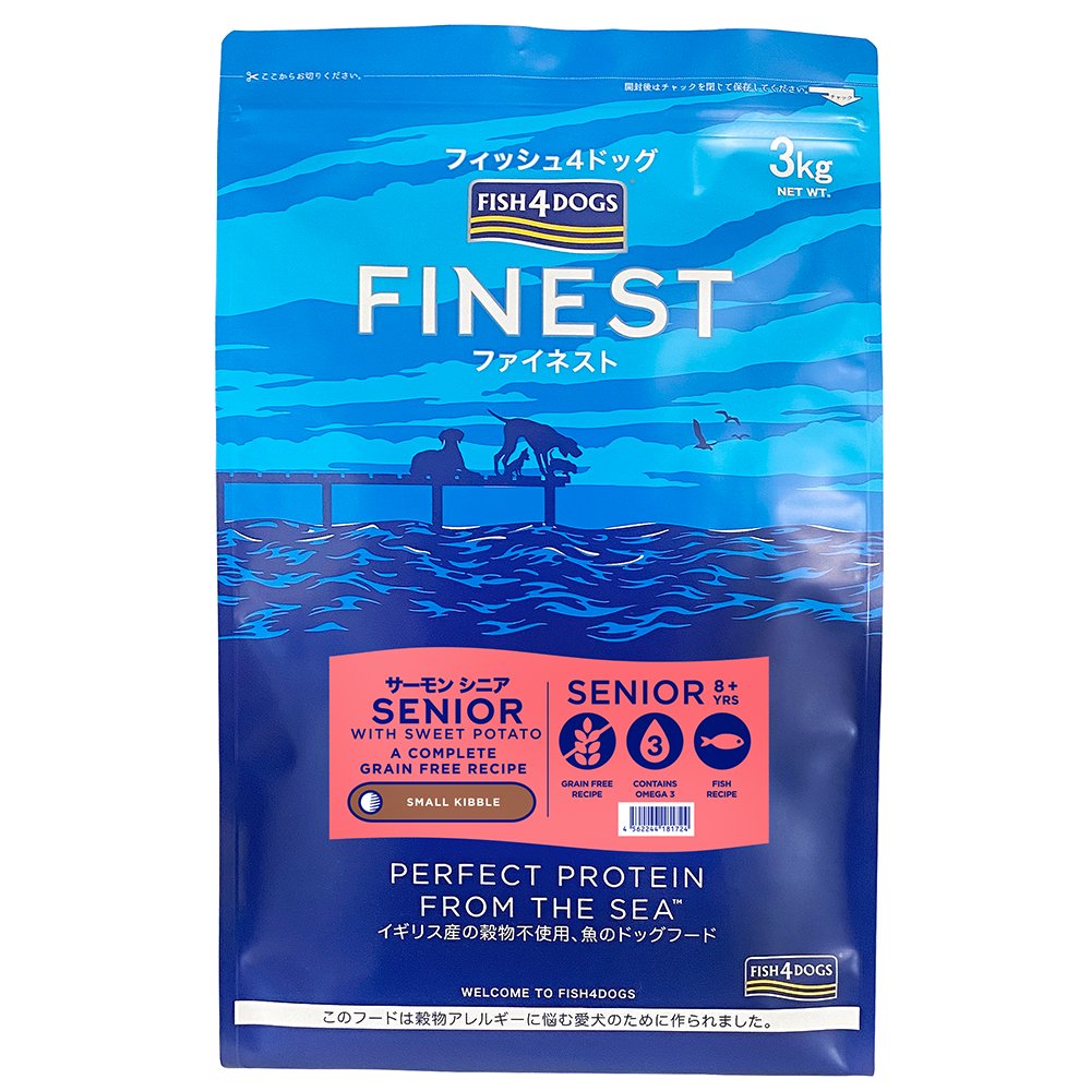 ドッグフード　フィッシュ４ドッグ　サーモン　シニア　小粒　３ｋｇ　ファイネストシリーズ　ＣＲＣ45―05―99―00―00