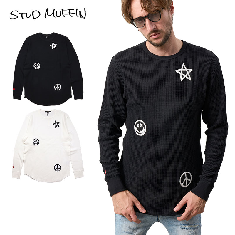 スタッドマフィン ロンT STUD MUFFIN Tシャツ 長袖 メンズ レディース ブランド 大きいサイズ おしゃれ 黒 白 綿100% サーマル