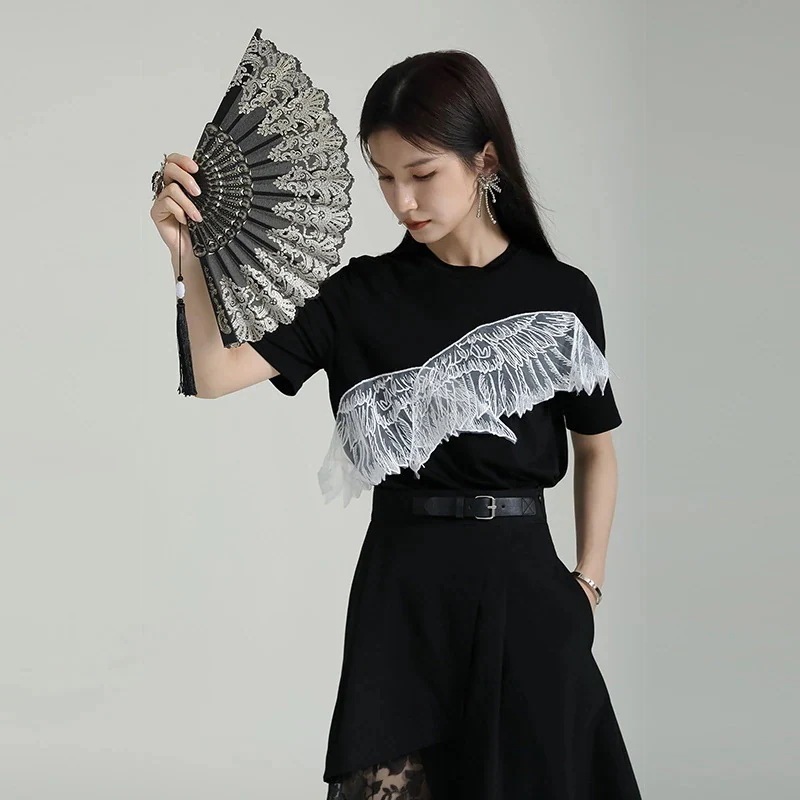 【急速出荷!】新作 おしゃれ 刺繍 着痩せ 半袖 Tシャツ 丸ネック 気質 カジュアル トップス アウター 夏 tシャツ 半袖 レディース uvカット ノースリーブ ロンt Tシャツカットソー