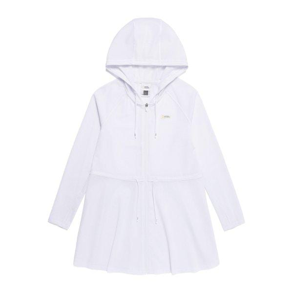 N262WRG430 女性カバーアップ ミドルヒップ丈 メッシュ ジップアップ WHITE